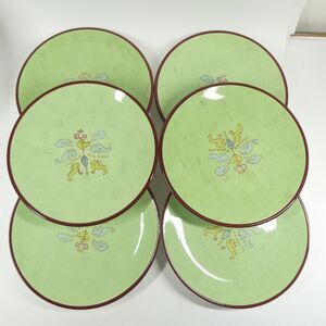 Tracy Porter - The Moss Collection - Set of 6 Handpainted Dinner Plates Green